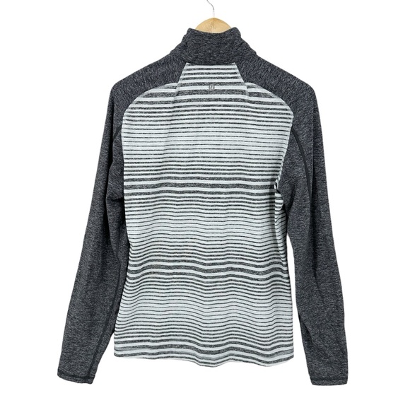 LULULEMON Surge Warm Quarter Zip Shirt Striped Gray - Picture 2 of 7